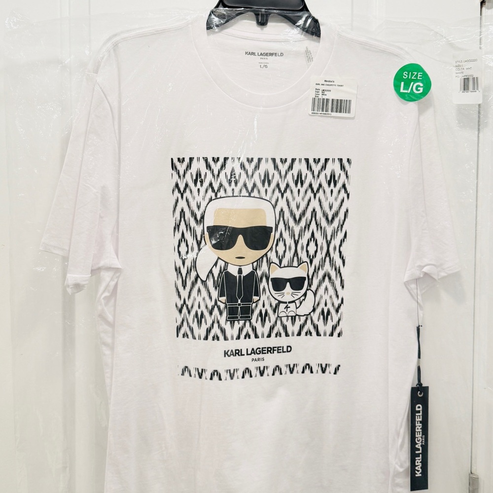 Karl Lagerfeld White Graphic T-Shirt for Men S.Large